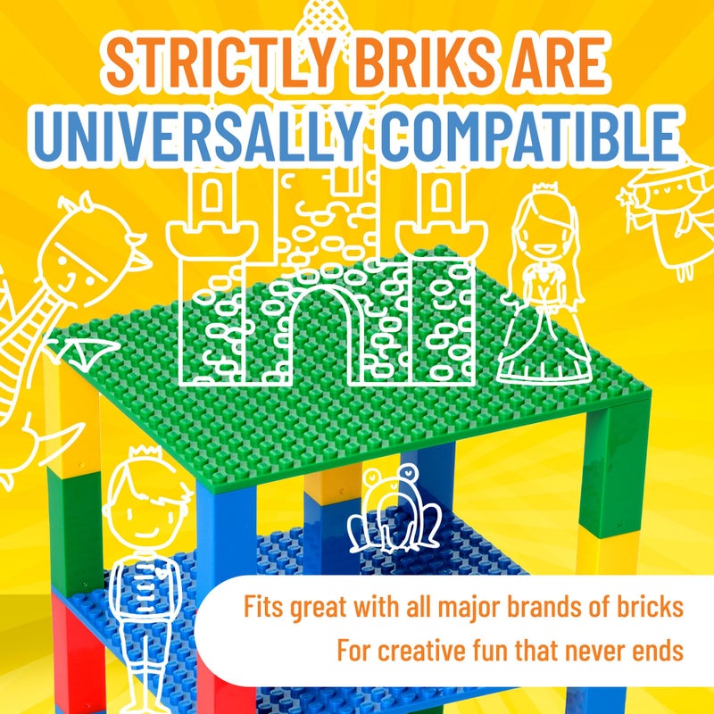 Strictly Briks أطباق قاعدة قابلة للتكديس من ستريكتلي بريكس - متوافقة مع ليغو، 6 × 6 بوصة لأطباق القاعدة لبناء الكتل، برج العرض، توسيع البناء العمودي، 4 أطباق قاعدة و 30 موصل، هدية عيد الفصح للأطفال، متعددة الألوان - Image 5